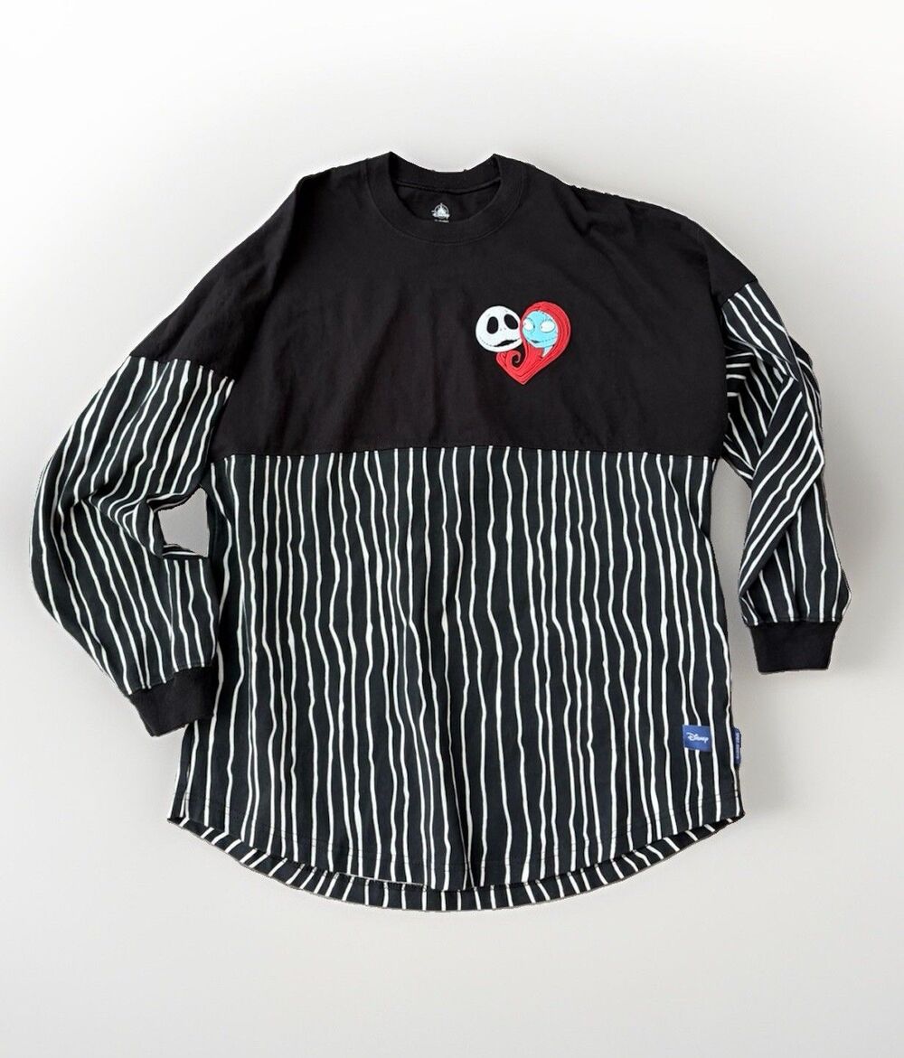 Disney Parks Nightmare Before Christmas Jack Sally Pinstripe Spirit Jersey M